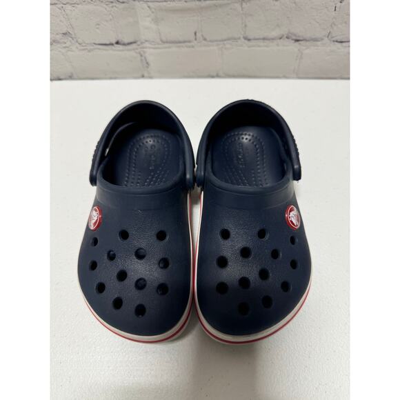 Crocs Crocband Clogs Kid Navy Red Rubber Slip-On Lightweight Casual - C8 - Picture 3 of 9